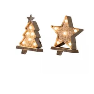 Glitzhome Marquee LED Christmas Tree and Star Stocking Holder Set of 2 New